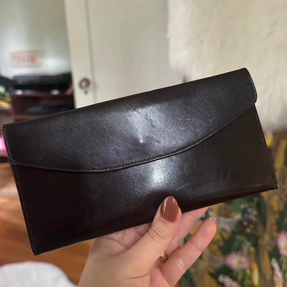 Rare GUCCI Gilt Clasp Brown Leather Wallet 1970s - Picture 6 of 8